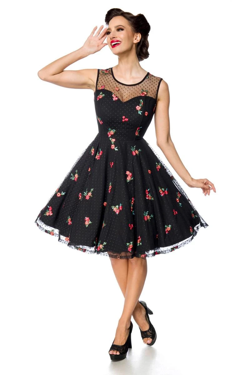 Cocktailkleid mit aufgestickten Blumen von BELSIRA