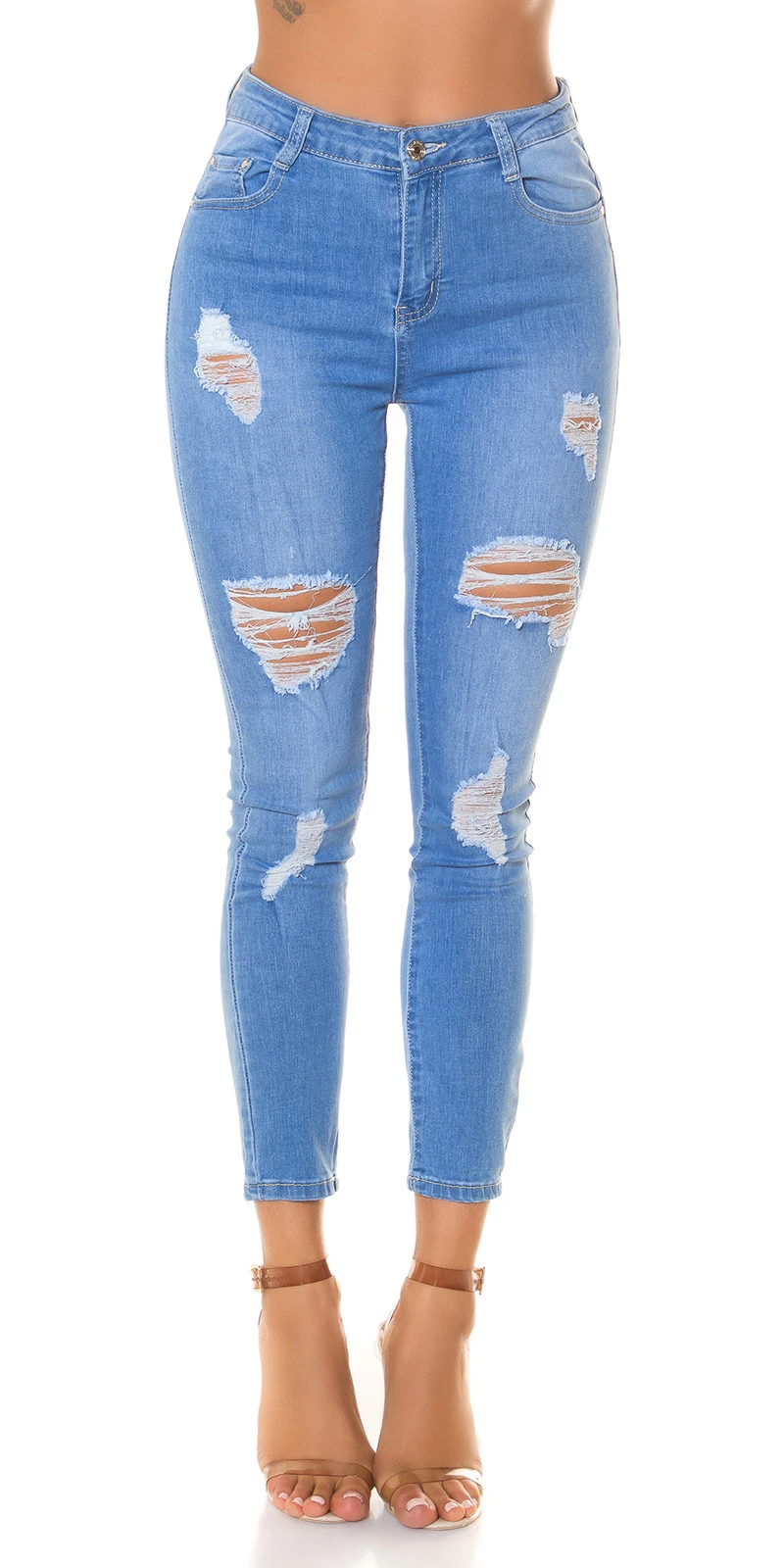 Ripped High Waist Skinny Jeans mit Löcher