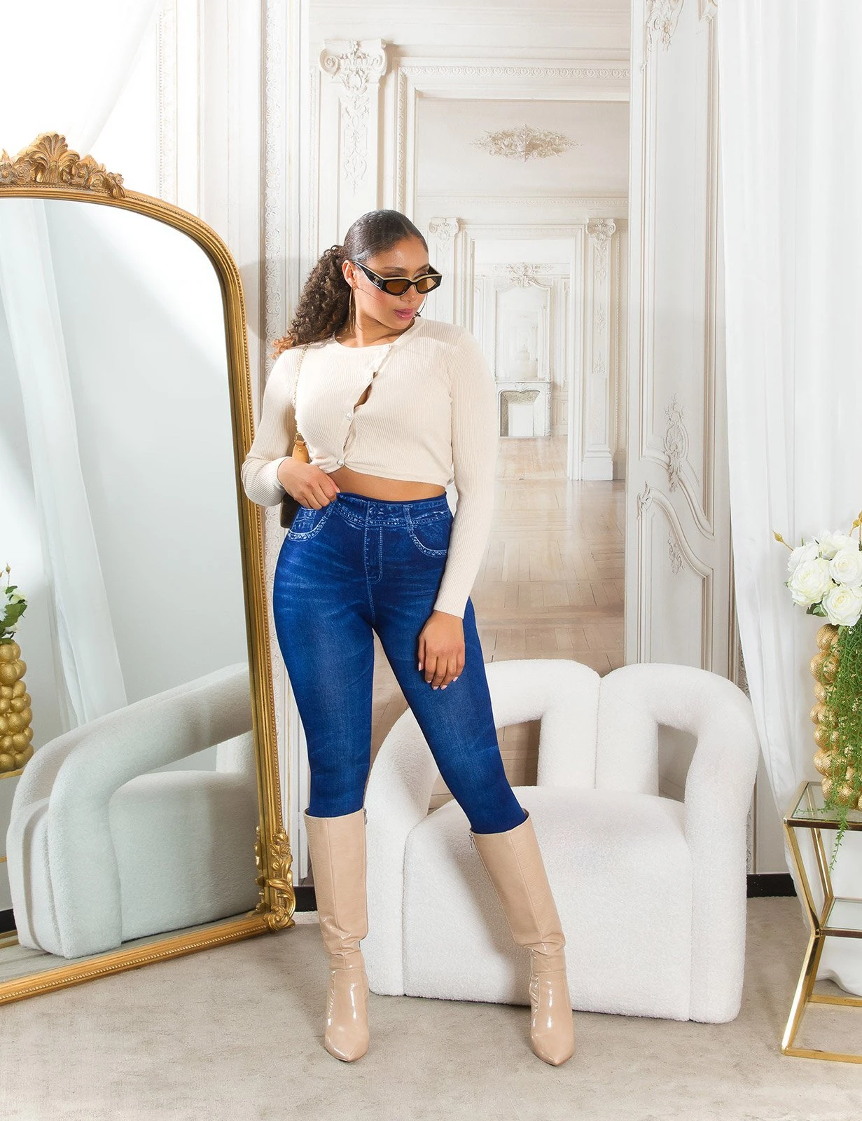 Basic Highwaist-Leggings im Jeans-Look: Stil und Komfort vereint für jeden Anlass, in zwei Farben erhältlich