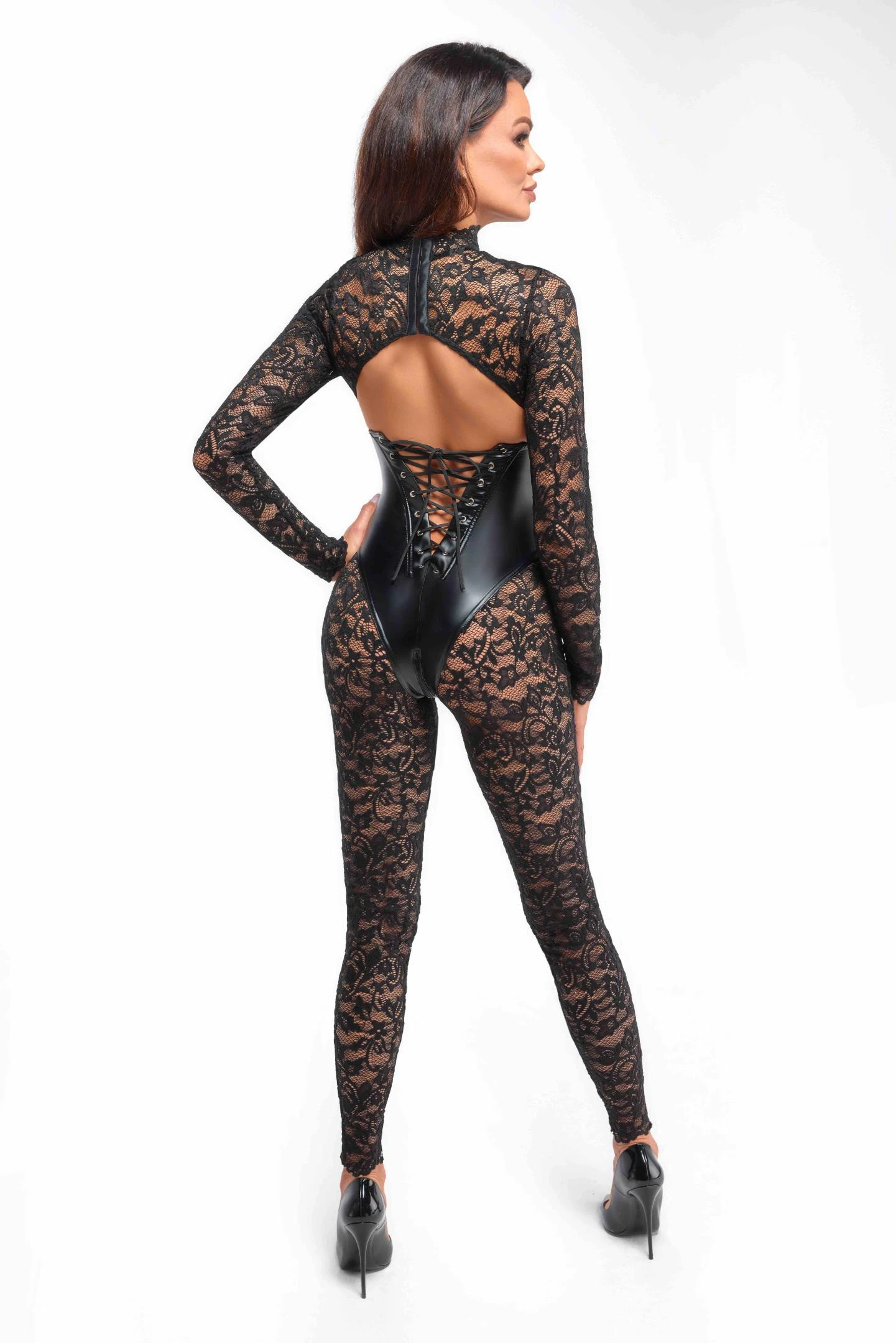 F299 Bodystocking mit Unterbrust-Corsage von Noir Handmade