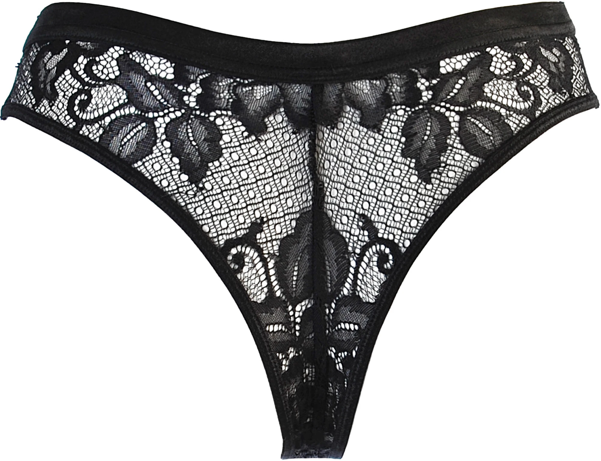 Axami Dessous Brasiliana String in romantischer Spitze und Tüll in schwarz/beige