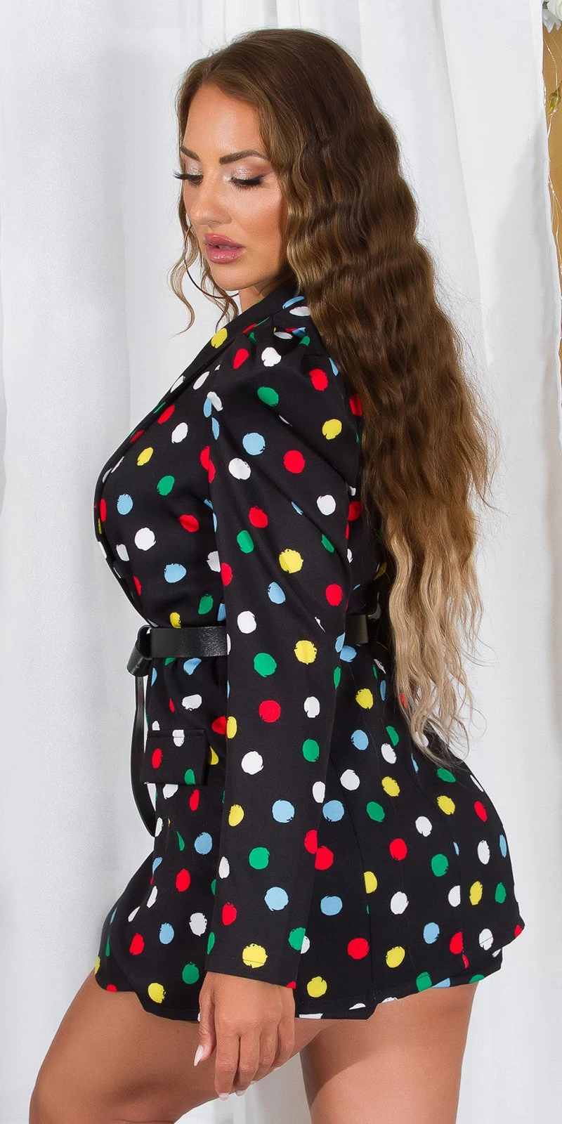 Dots Printed Blazer mit Padded Puffärmel