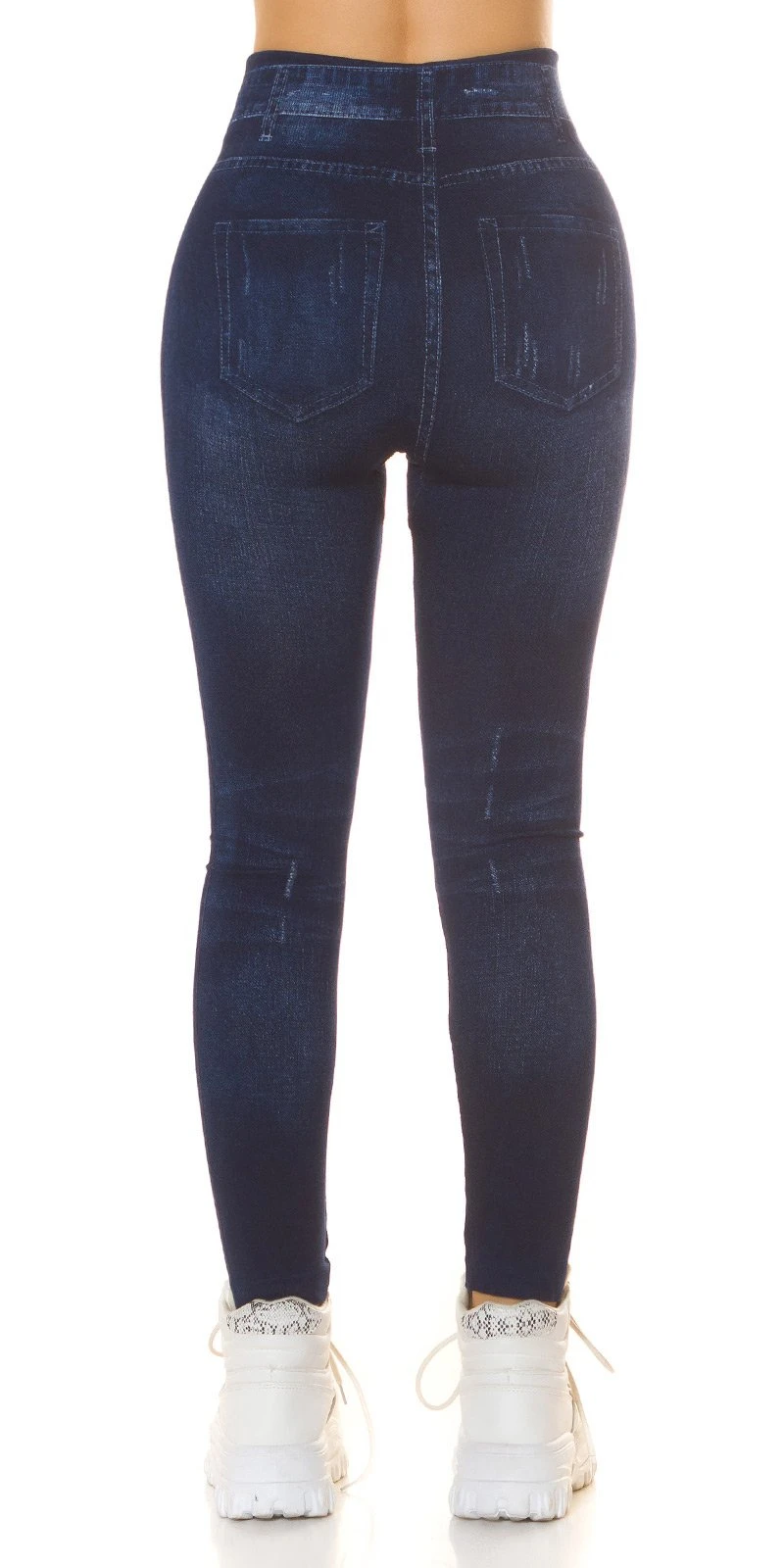 Stylische Highwaist Leggings im Used Jeans Look mit Glitzer, für einen trendigen, rockigen Style mit funkelnden Akzenten!