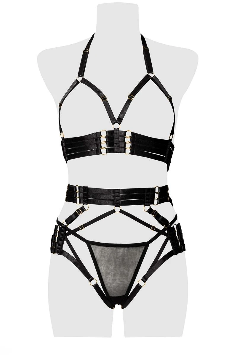 Harness Erotik-Set von Grey Velvet mit aufwendigem Bänder-Design von Grey Velvet