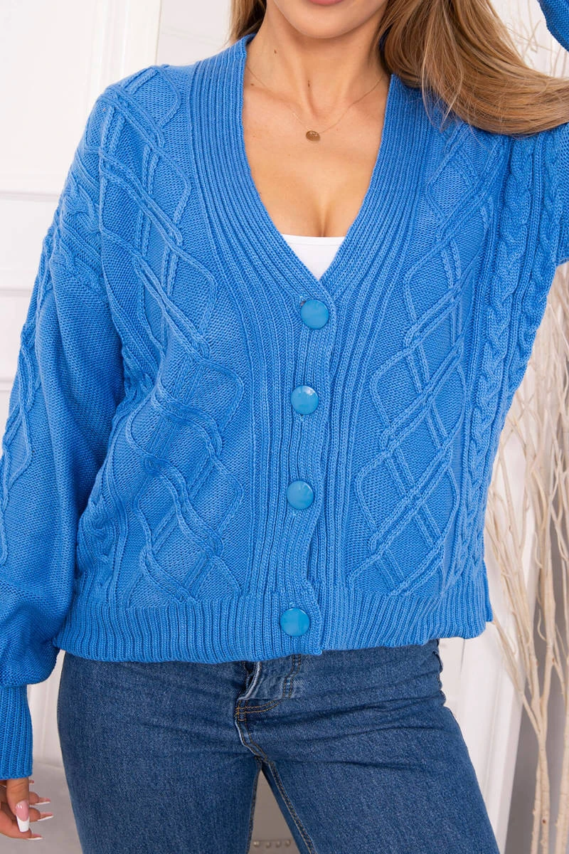 V-Neck Strick Cardigan mit dekorativer Knopfleiste