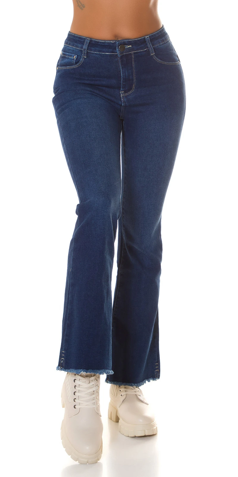 Used Look High Waist Push up Jeans mit Schlag