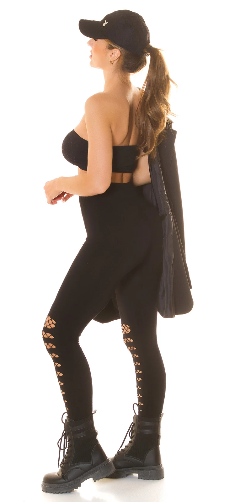 Highwaist-Leggings mit Cutouts und Netz-Gewebe, ein perfektes Statement für einen angesagten Look!