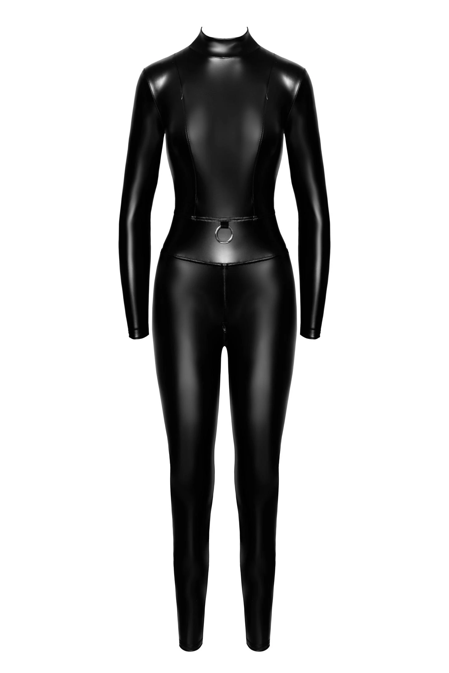 F319 Powerwetlook Catsuit Overall im Powerwetlookl Zip Reißverschlüsse über den Brüsten von Noir Handmade