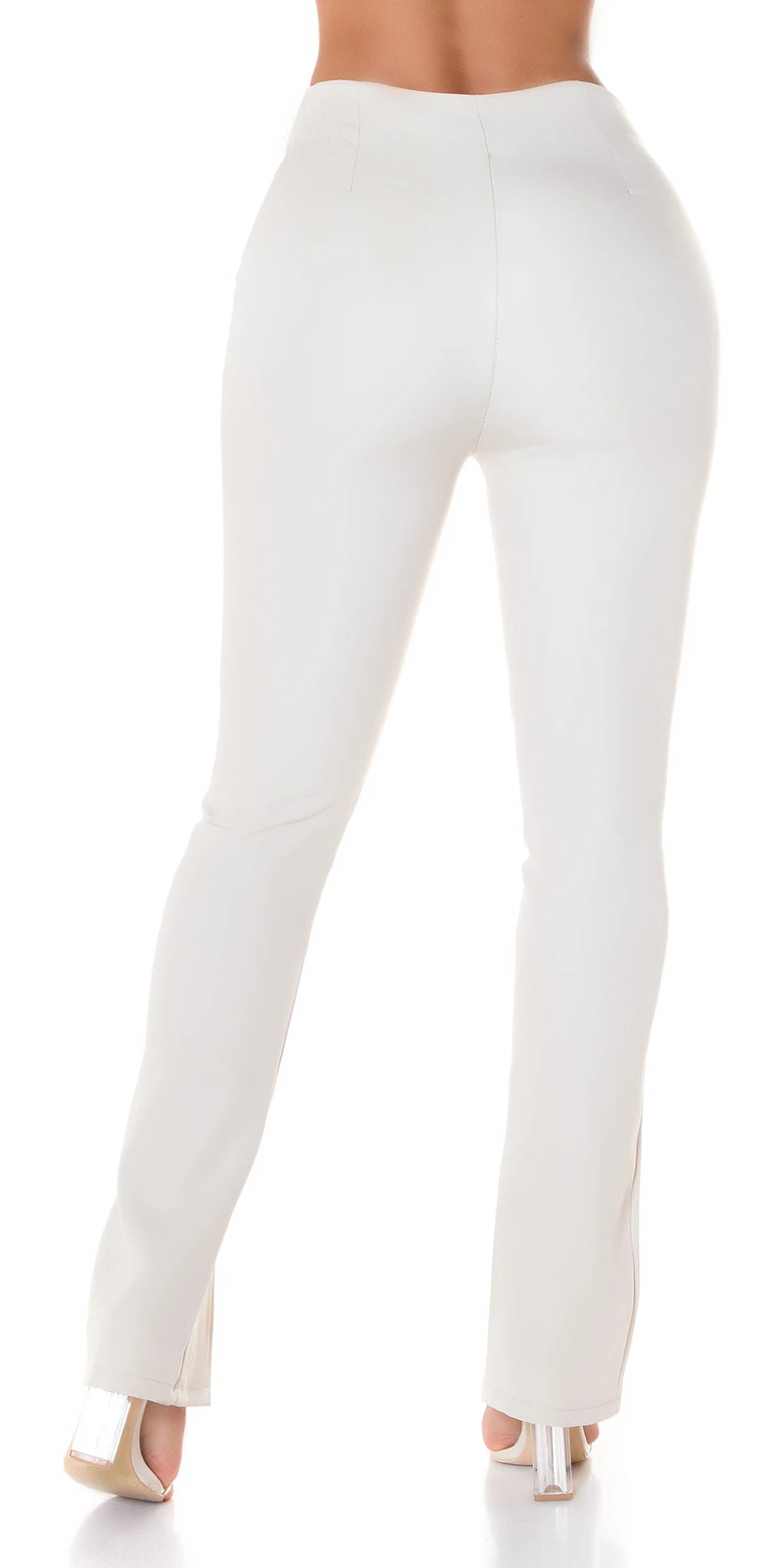 Business High Waist Schlag Treggings mit Deko Naht und Schlitz