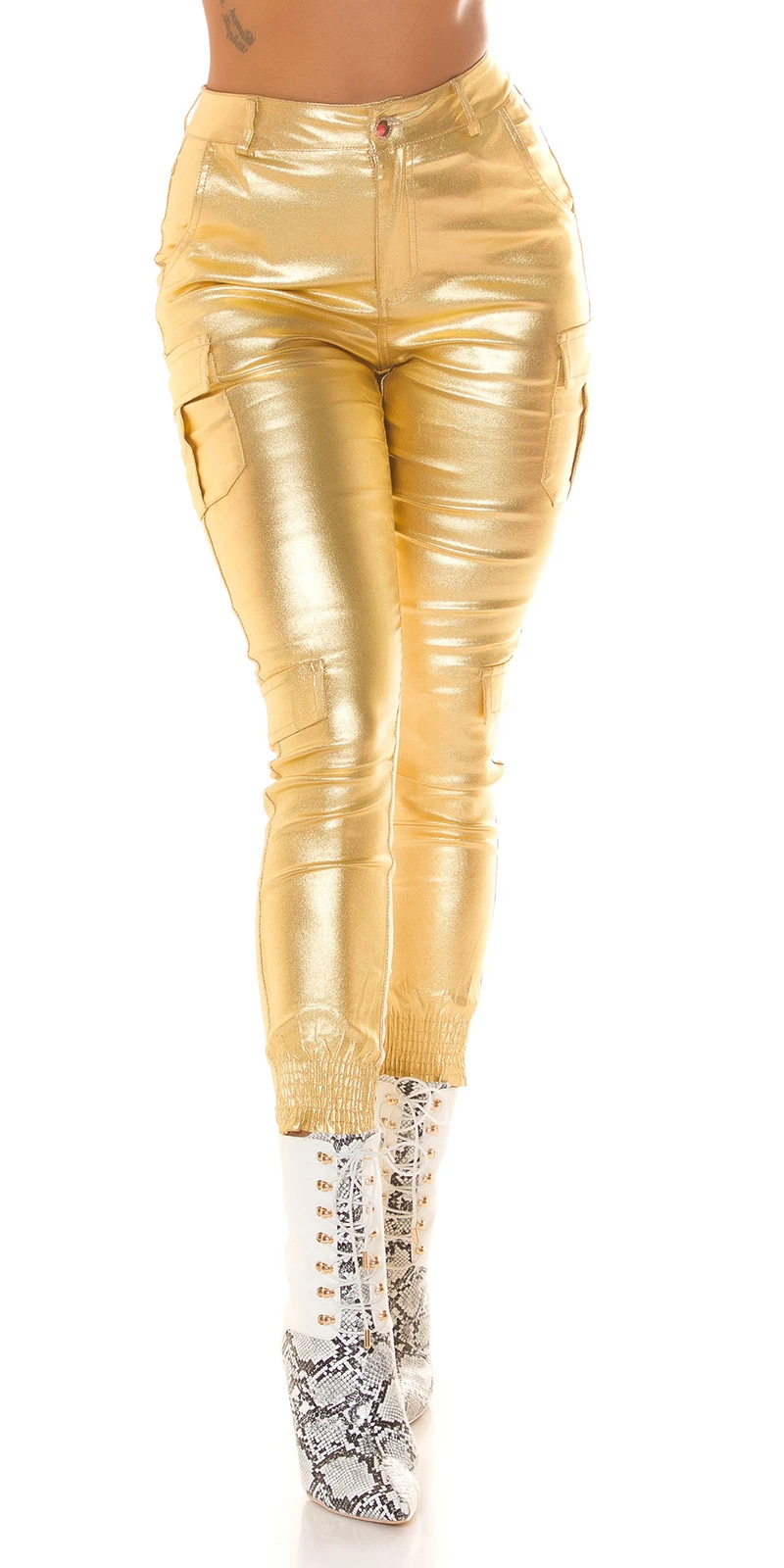 Glossy Metallic Look Highwaist Cargo Hose