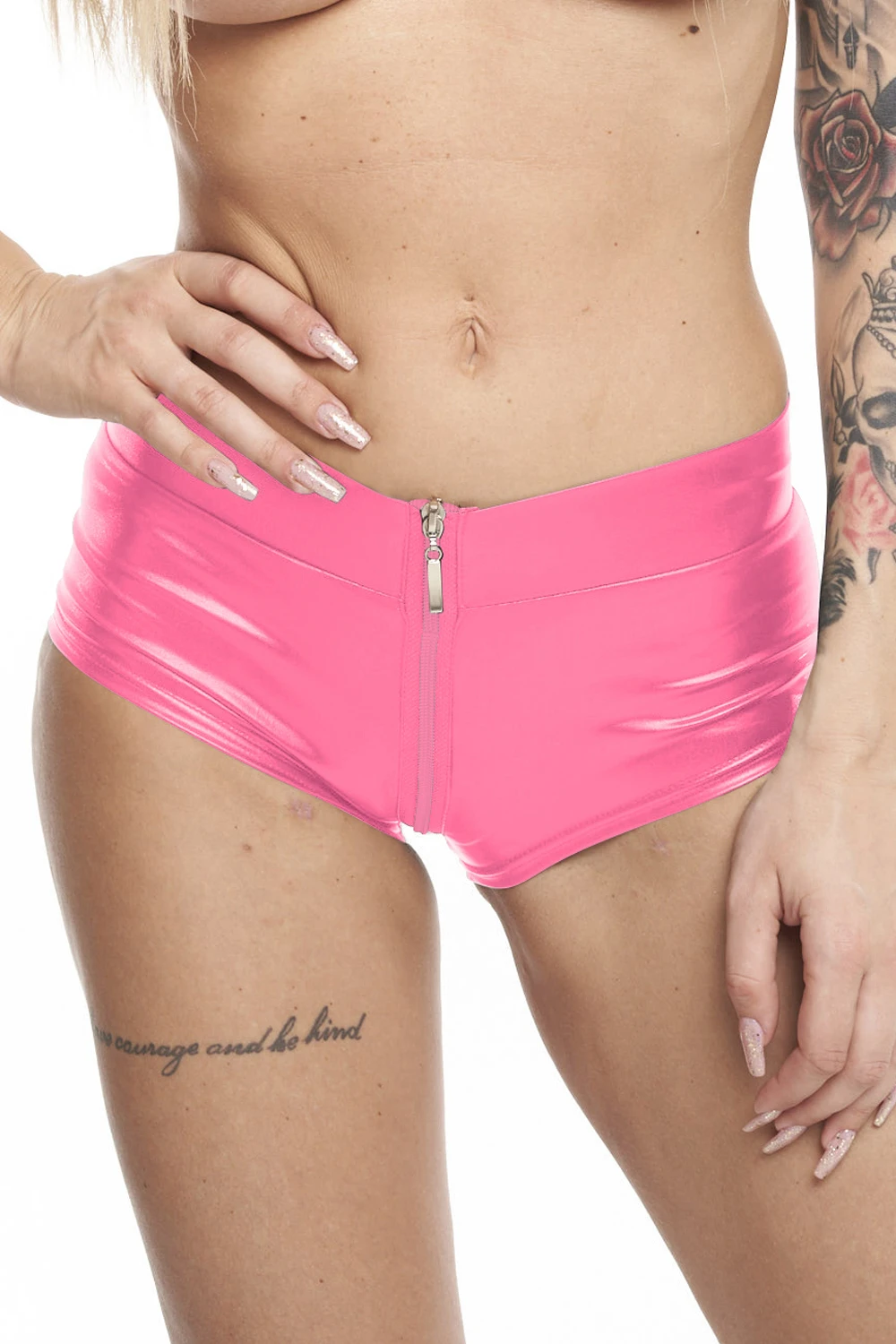 Wetlook Shorts SH032 mit 2 Wege Reißverschluss von 7Heaven