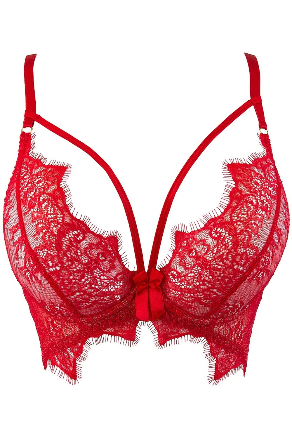 Axami sexy Bustier BH aus roter Blütenspitze mit verstellbaren Trägern