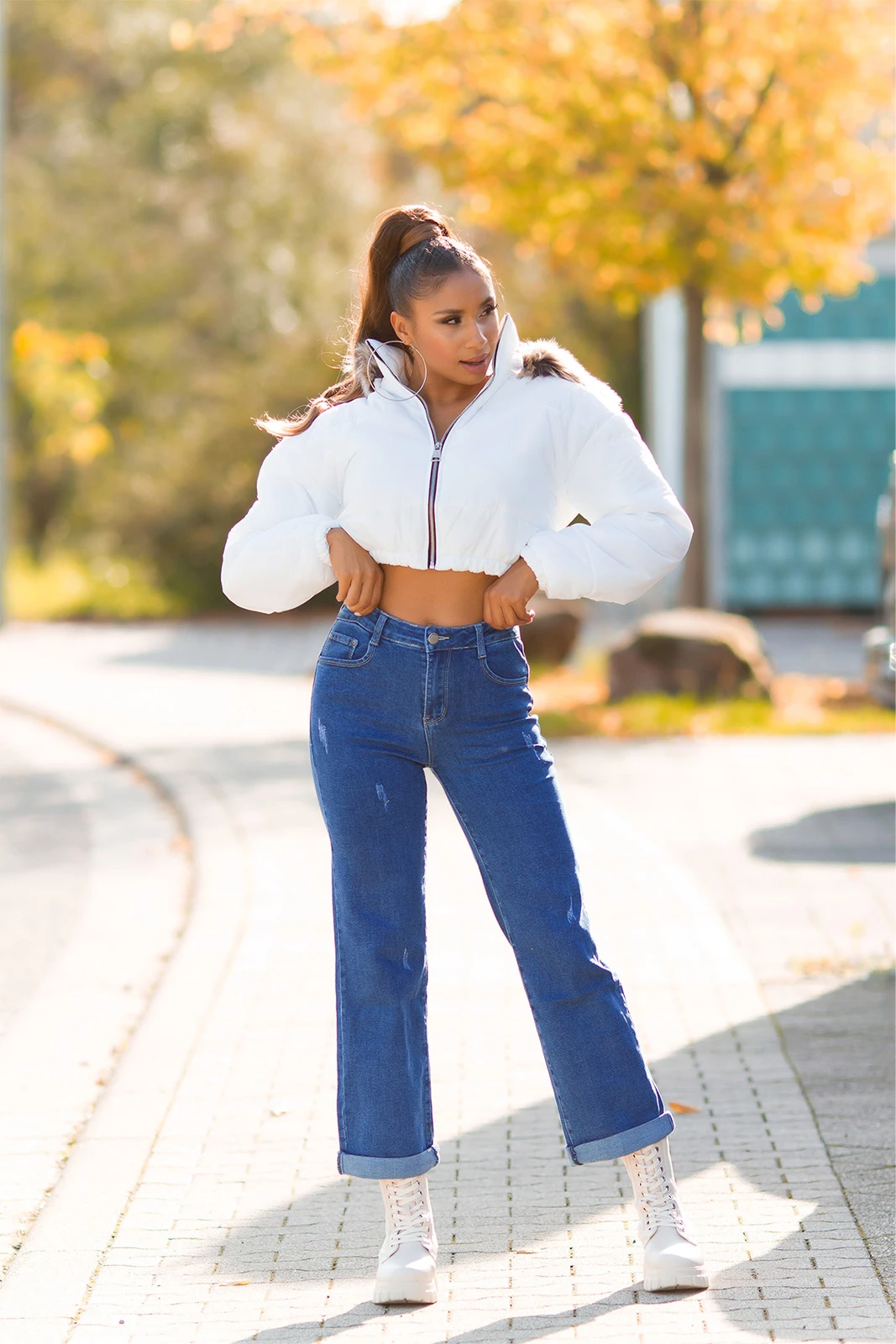 Used Look High Waist Push up Bootcut Jeans