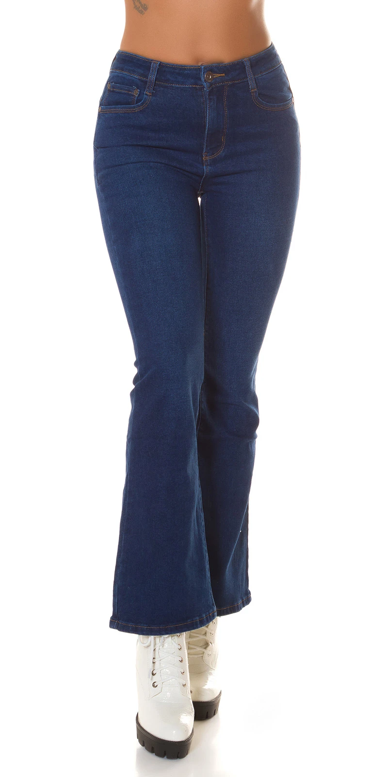 Dark Denim High Waist Push up Jeans mit Schlag