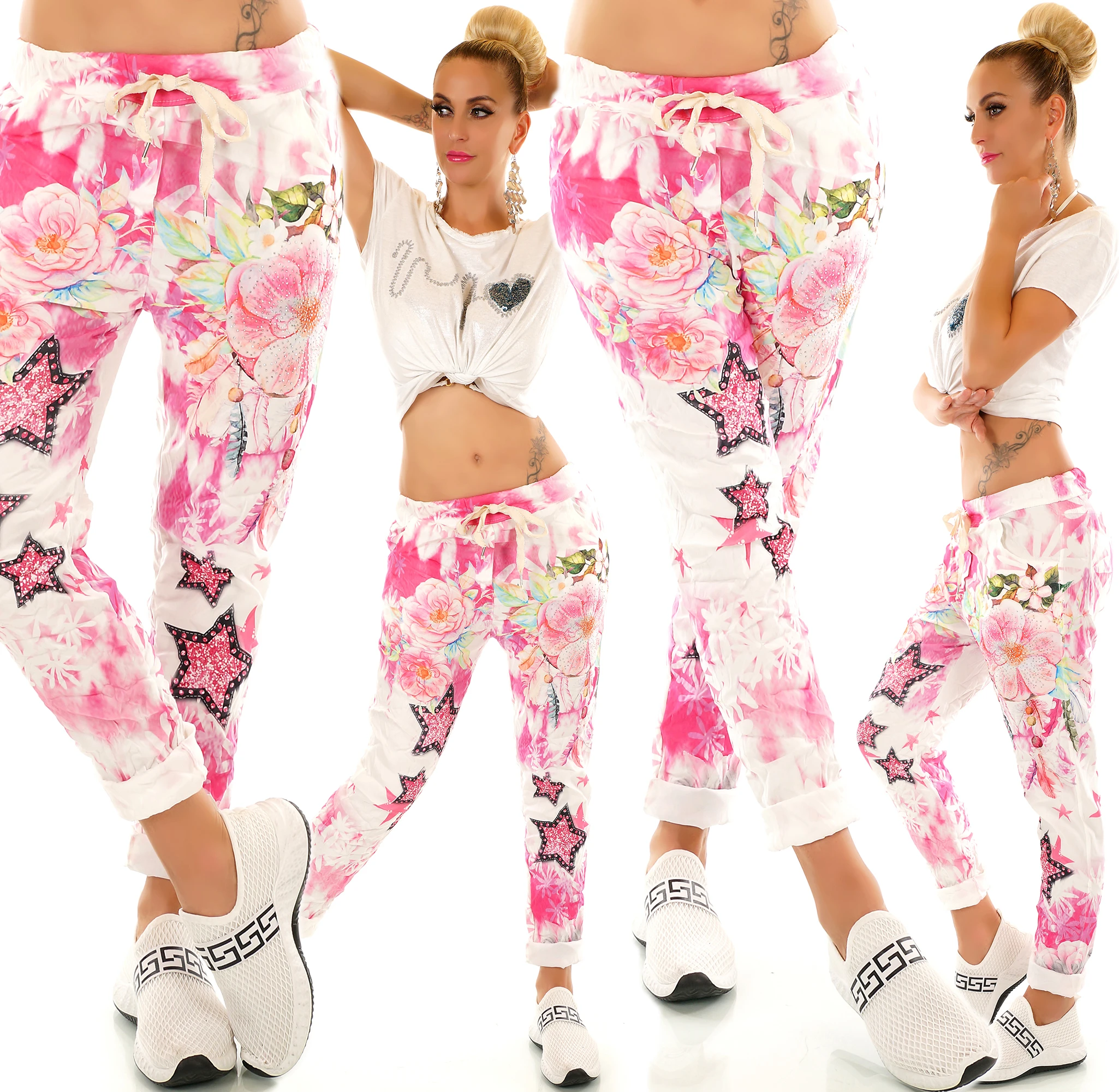 Bunter Allover Print Jogpants Hose mit Tunnelzug