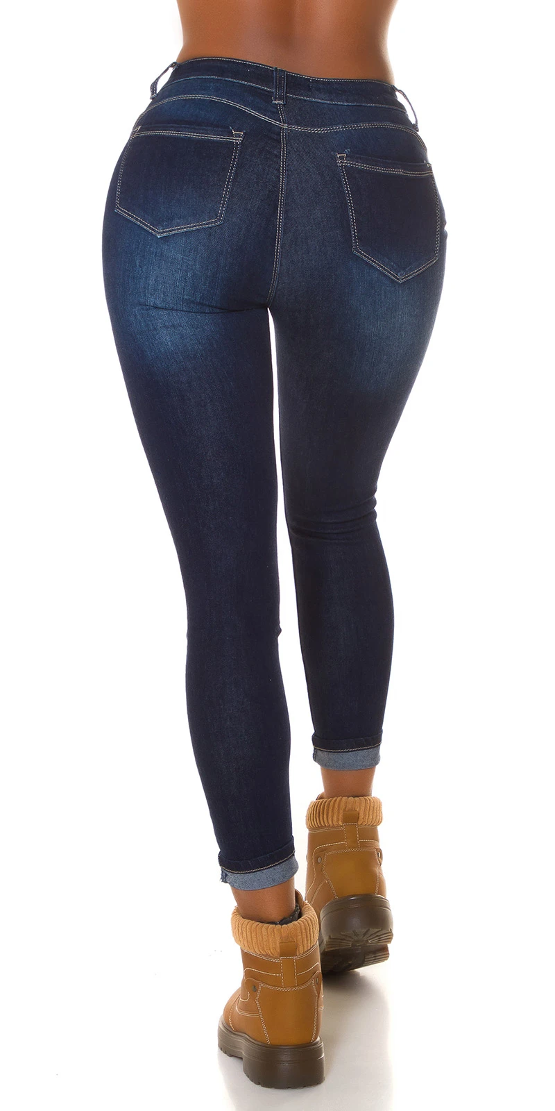 Basic Used Look High Waist Skinny Jeans