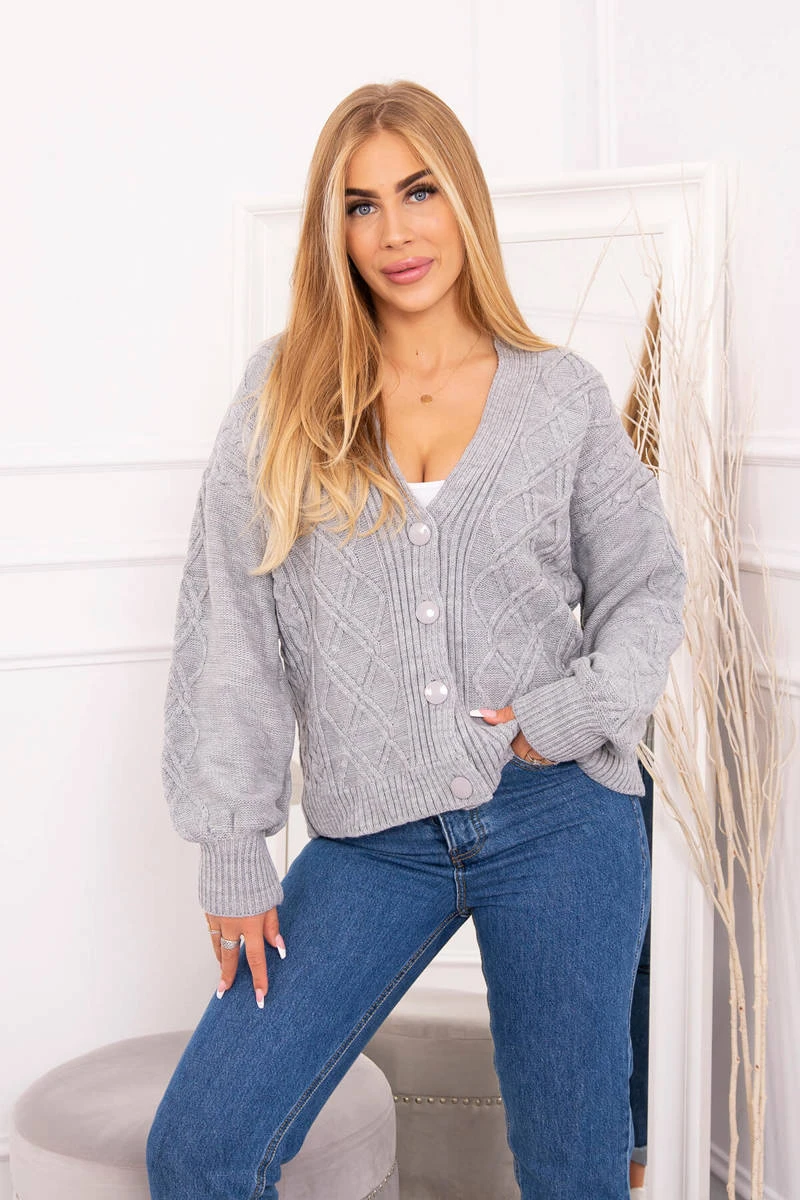 V-Neck Strick Cardigan mit dekorativer Knopfleiste