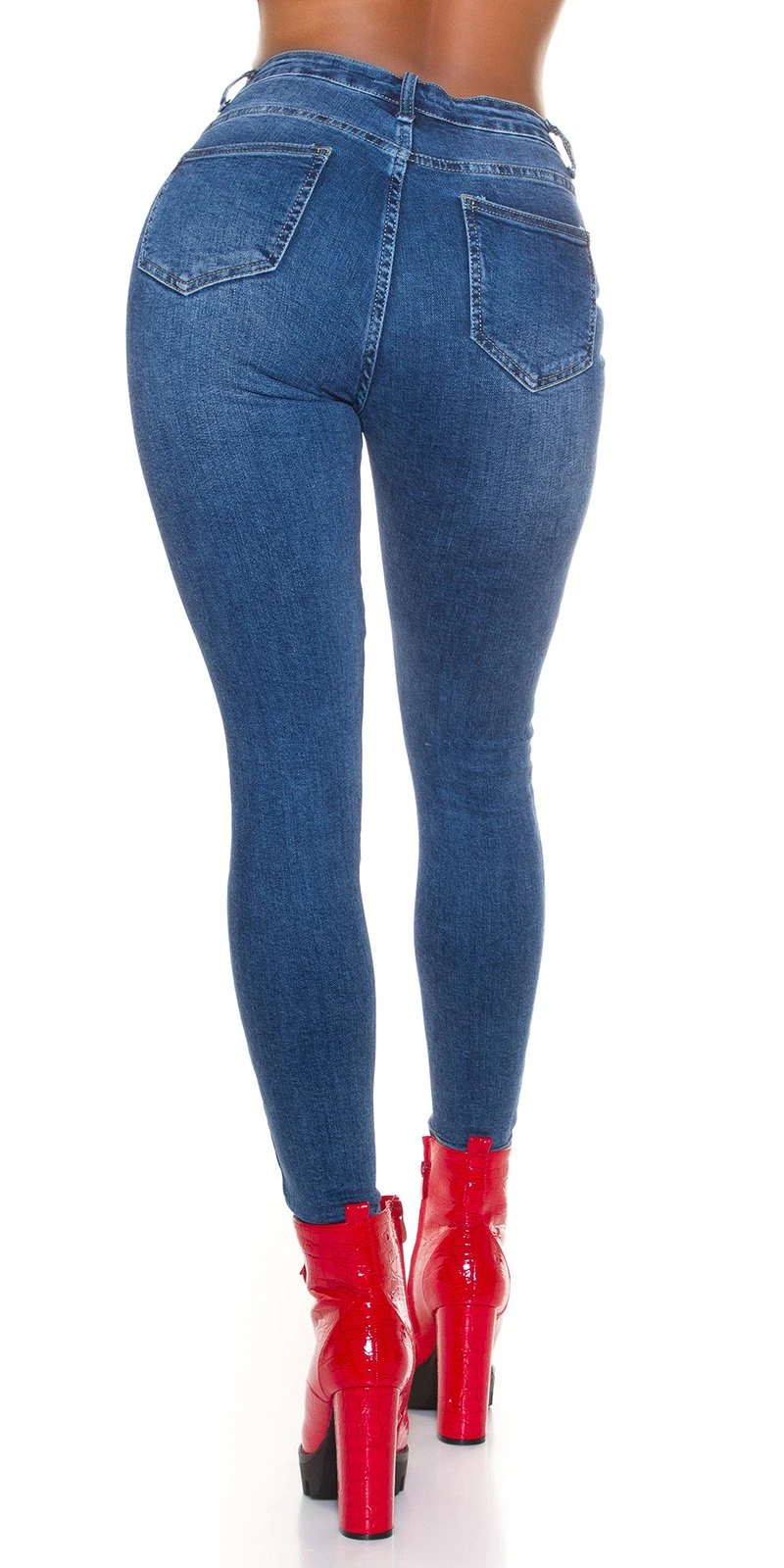 Basic High Waist Skinny Jeans mit Destryoed-Akzente