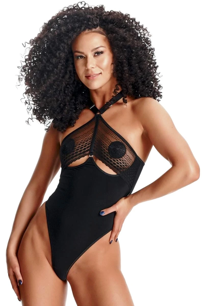 Halb transparenter Body mit Spitze LX Collection