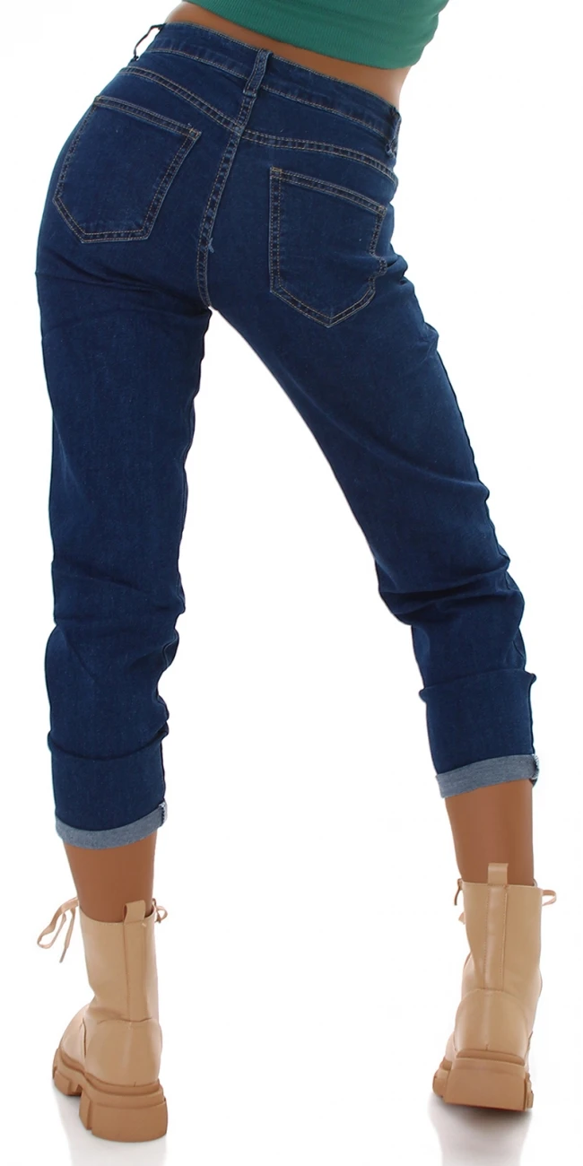 Basic Dark Denim Mom Fit High Waist Jeans