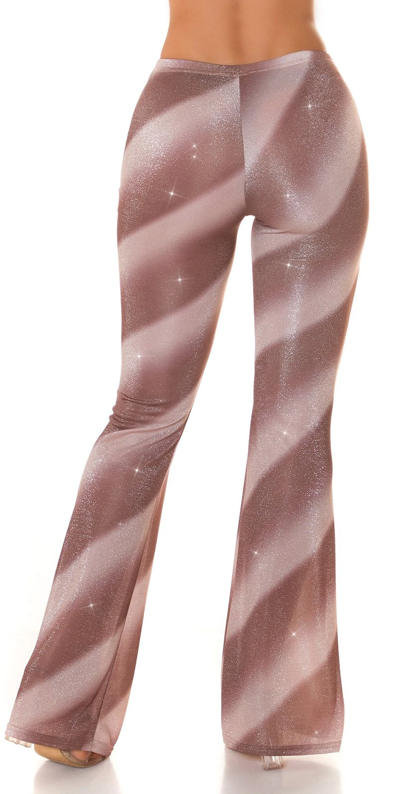 Glitter Streifen High Waist Hose mit Schlag