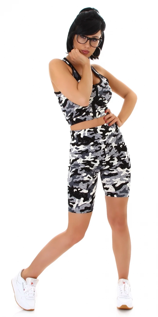 Sporty Fitness Trainings Set im Camouflage Look