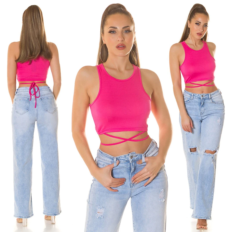 Basic Musthave Crop Top Tank Shirt Oberteil zum Binden