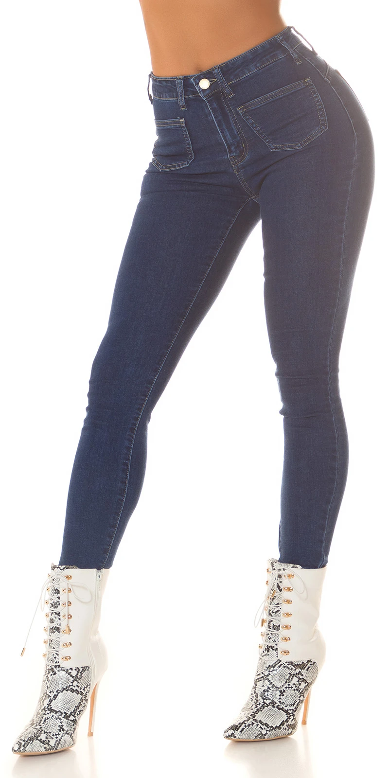 Push-up Highwaist Stretch Jeans Skinny Jeans Röhrenjeans mit Fashion Taschen