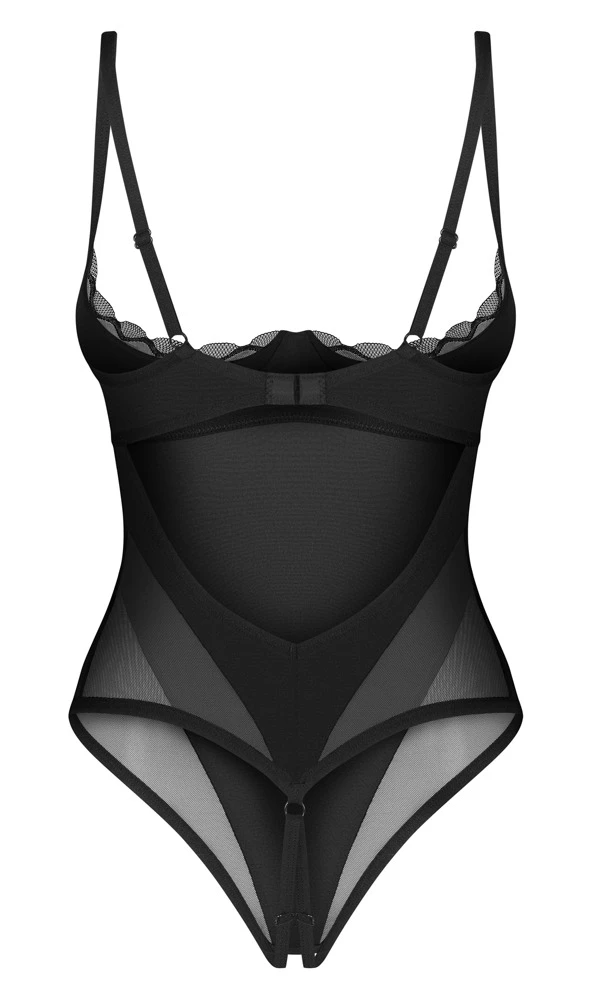 Busenfreier Body ouvert Stelisa von Obsessive elegante Rüschen, raffinierte Transparenz und sinnlicher Tragekomfort