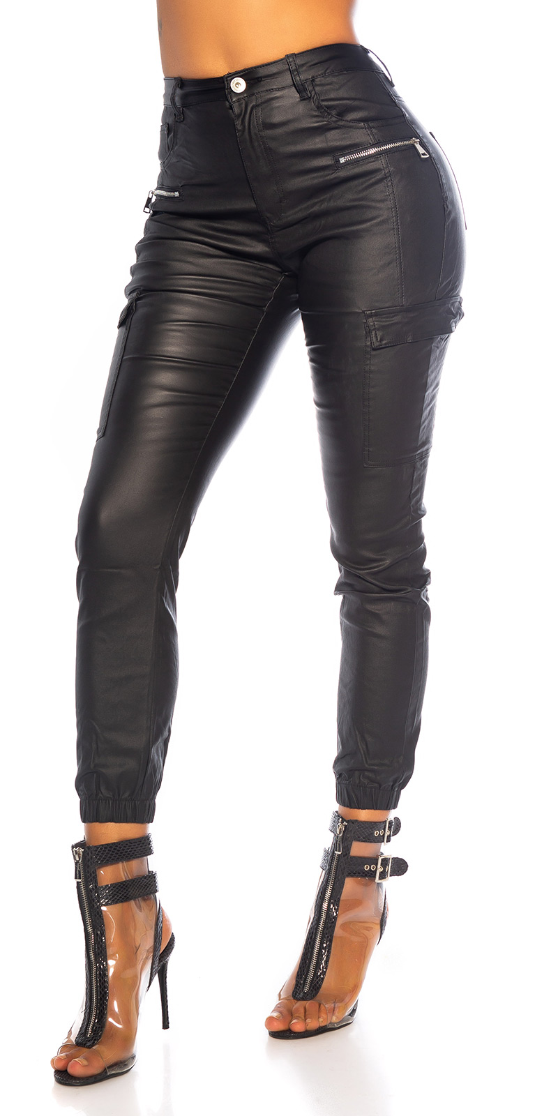 Faux Leather High Waist Cargo Skinny Pants | eBay