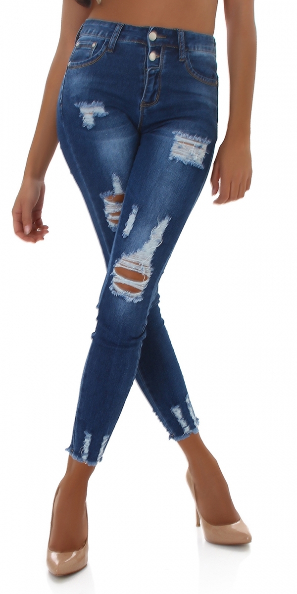 Destroyed Push-Up High Waist Skinny Jeans mit Risse